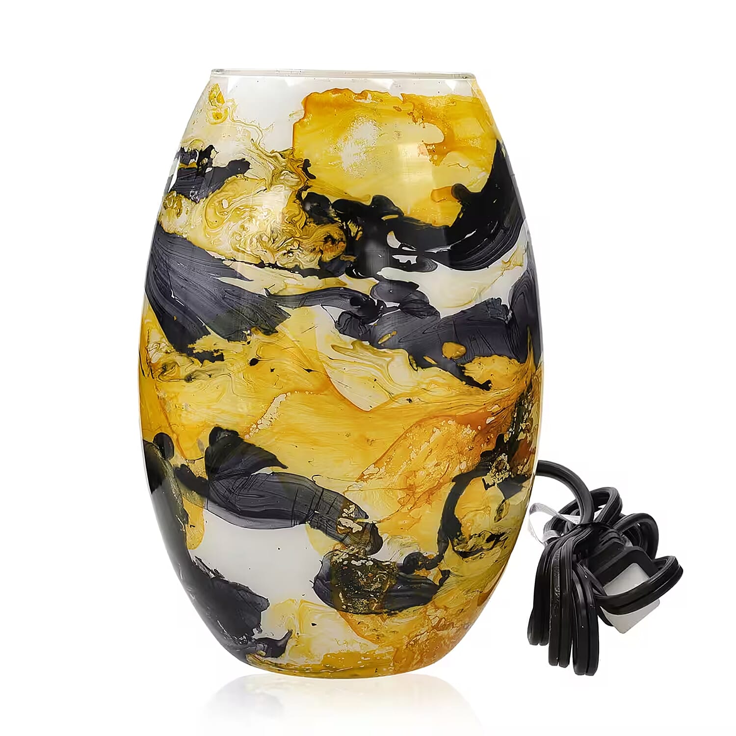 Handcrafted marble printed glass lamp with 1.5 mtr cord and inline switch   Size – 8.5 x 5.5 inch