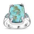 Constituted Turquoise, Paraiba Apatite Ring in Platinum Over Copper with Magnet (Size 10.0) 5.00 ctw - Sticky add to cart bar