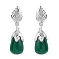 Verde Onyx and White Zircon 15.10 ctw Leaf Earrings in Rhodium Over Sterling Silver - Sticky add to cart bar