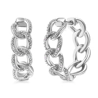 Karis Diamond Accent Curb Hoop Earrings in Platinum Bond