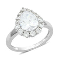 Simulated Diamond Teardrop Ring in Platinum Over Sterling Silver (Size 10.0) 2.75 ctw - Sticky add to cart bar