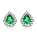 Simulated Emerald and Simulated Diamond 2.65 ctw Earrings in Silvertone - Sticky add to cart bar