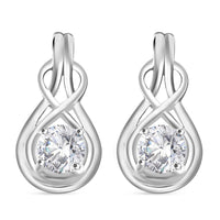 Simulated Diamond Love Knot Earrings in Sterling Silver