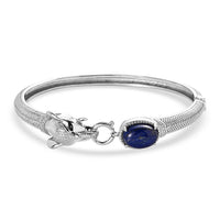 Lapis Lazuli Bangle Bracelet in Stainless Steel (6.50 In) 7.20 ctw