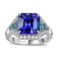 Certified & Appraised Rhapsody 950 Platinum AAAA Tanzanite, Paraiba Tourmaline, Diamond (E-F, VS2) (0.45 cts) Ring (Size 6.0) (7.50 g) 4.37 ctw - Sticky add to cart bar
