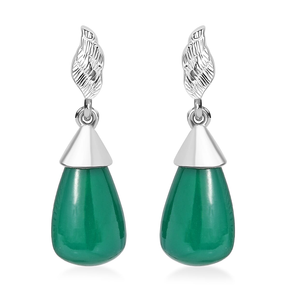 Verde Onyx 12.25 ctw Texture Earrings in Rhodium Over Sterling Silver