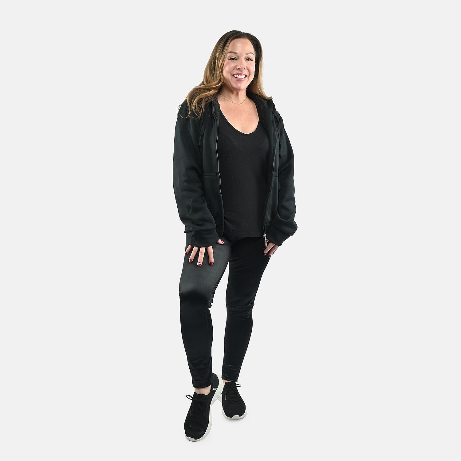 Black Metallic Mid-high Rise Legging - L