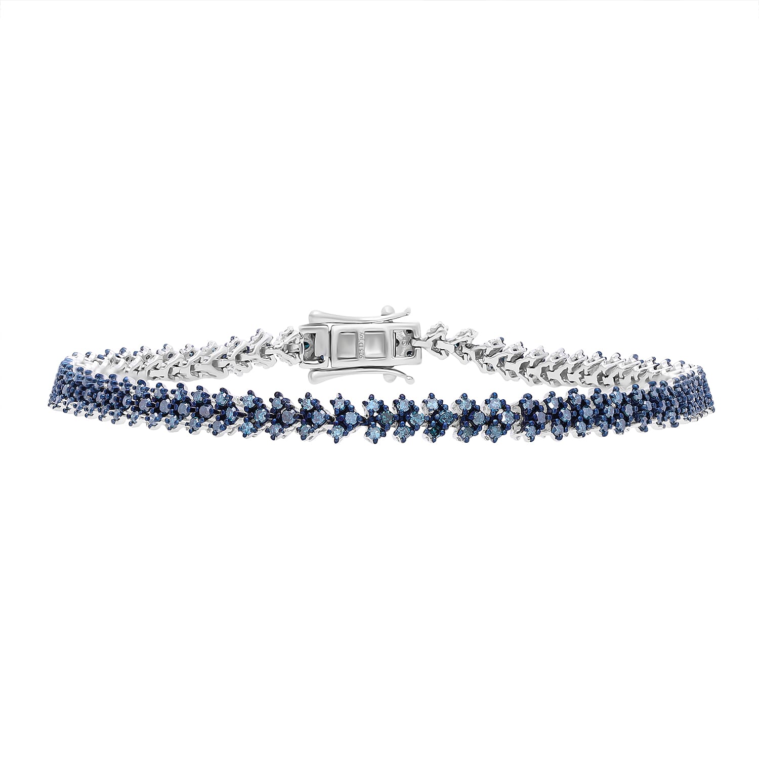 Blue Diamond 2.00 ctw Bracelet in Platinum Over Sterling Silve (7.25 In)