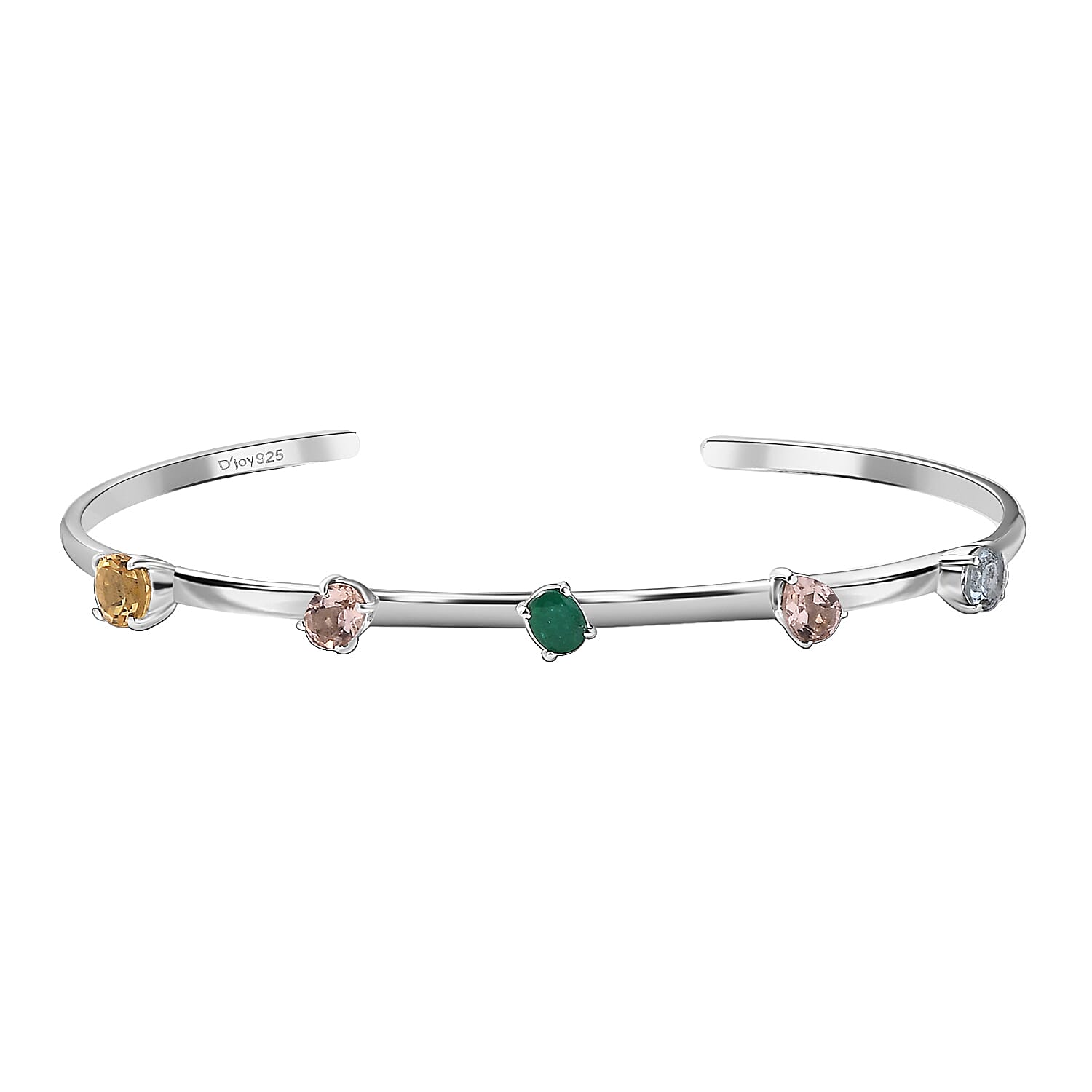 D'Joy Multi Beryl Family 1.75 ctw Cuff Bracelet in Rhodium Over Sterling Silver (7.50 In)