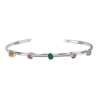 D'Joy Multi Beryl Family 1.75 ctw Cuff Bracelet in Rhodium Over Sterling Silver (7.50 In)