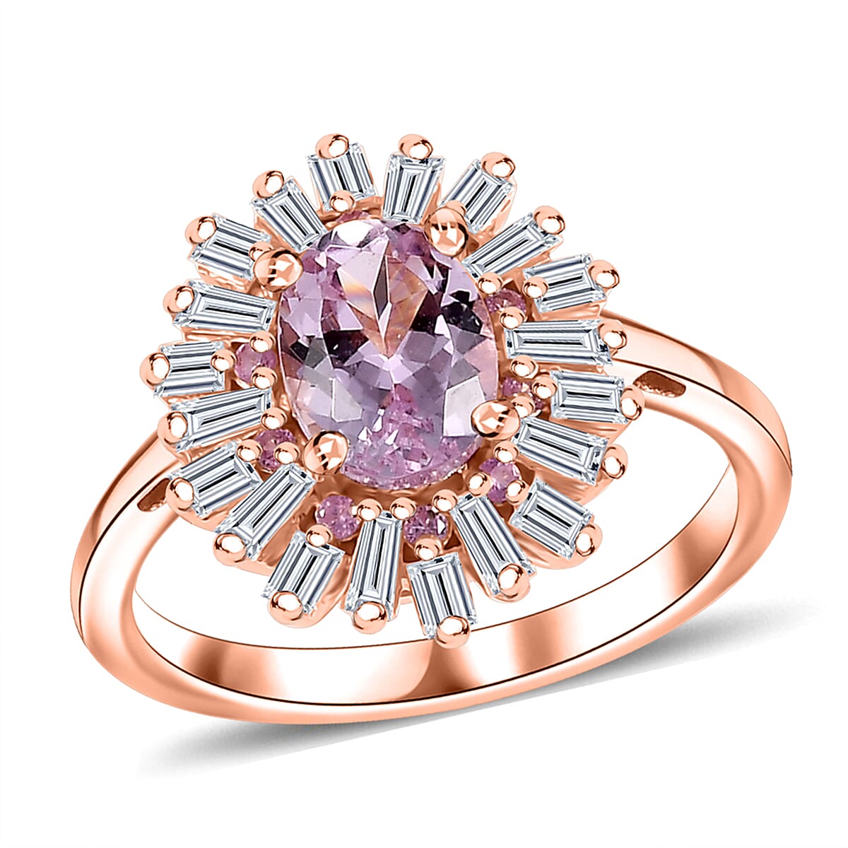 Premium Martha Rocha Kunzite, Multi Gemstone Ring in 18K Vermeil RG Over Sterling Silver (Size 10.0) 2.50 ctw