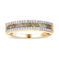 Luxoro 10K Yellow Gold Multi Diamond (Natural & IR) (I1-I2) Ring (Size 6.0) 0.50 ctw