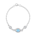 Blue Topaz and Simulated Diamond 2.15 ctw Bracelet in Sterling Silver (7.50 In) - Sticky add to cart bar
