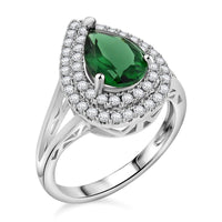 Lab Created Green Quartz, Simulated Diamond Ring in Silvertone (Size 10.0) 2.75 ctw