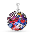 Resin Floral Pendant in Sterling Silver - Sticky add to cart bar