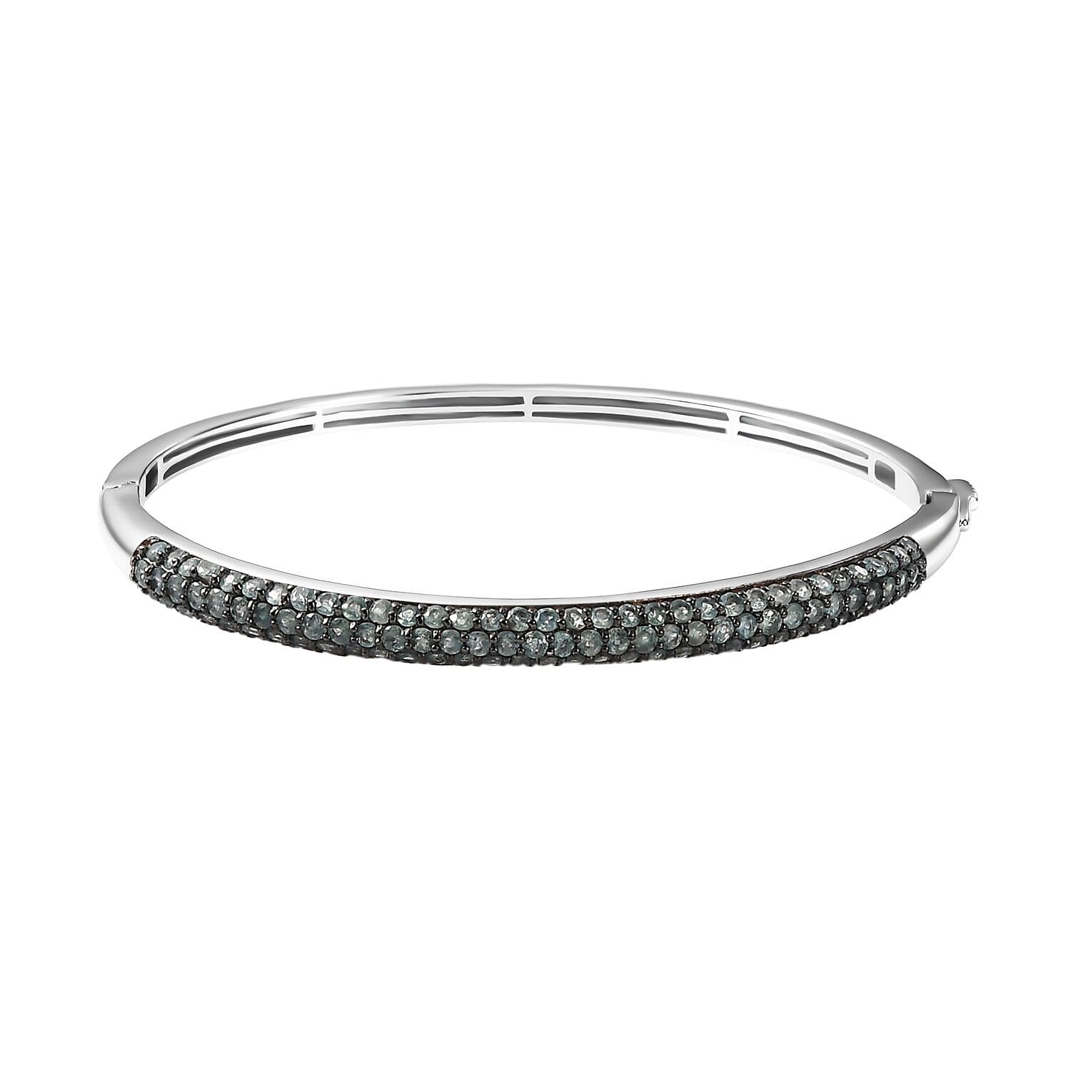 TLV Narsipatnam Alexandrite Bangle Bracelet in Rhodium Over Sterling Silver (6.50 In) (Del. in 8-10 Days) 4.25 ctw