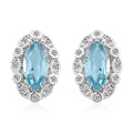 Blue Topaz and Simulated Diamond 1.85 ctw Earrings in Sterling Silver - Sticky add to cart bar