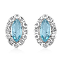 Blue Topaz and Simulated Diamond 1.85 ctw Earrings in Sterling Silver