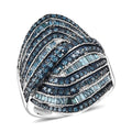 Blue Diamond (IR) Ring in Rhodium Over Sterling Silver (Size 6.0) 1.50 ctw - Sticky add to cart bar
