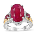 TLV Niassa Ruby (FF) (Ovl) Ring in 18K Vermeil YG and Rhodium Over Sterling Silver (Size 7.0) 10.90 ctw - Sticky add to cart bar