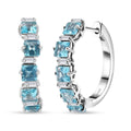 Premium Betroka Blue Apatite and Moissanite 3.90 ctw Earrings in Rhodium Over Sterling Silver - Sticky add to cart bar