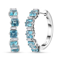 Premium Betroka Blue Apatite and Moissanite 3.90 ctw Earrings in Rhodium Over Sterling Silver