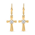 Moissanite Cross Lever Back Earrings in 18K Vermeil YG Over Sterling Silver 0.90 ctw - Sticky add to cart bar