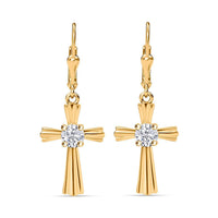 Moissanite Cross Lever Back Earrings in 18K Vermeil YG Over Sterling Silver 0.90 ctw