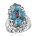Mojave Blue Turquoise Ring in Stainless Steel (Size 7.0) 3.35 ctw - Sticky add to cart bar