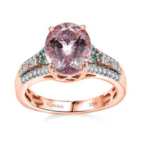 Certified & Appraised Iliana AAAA Pink Morganite, Paraiba Tourmaline and G-H SI Diamond 2.90 ctw Ring in 18K Rose Gold (Size 6.0)