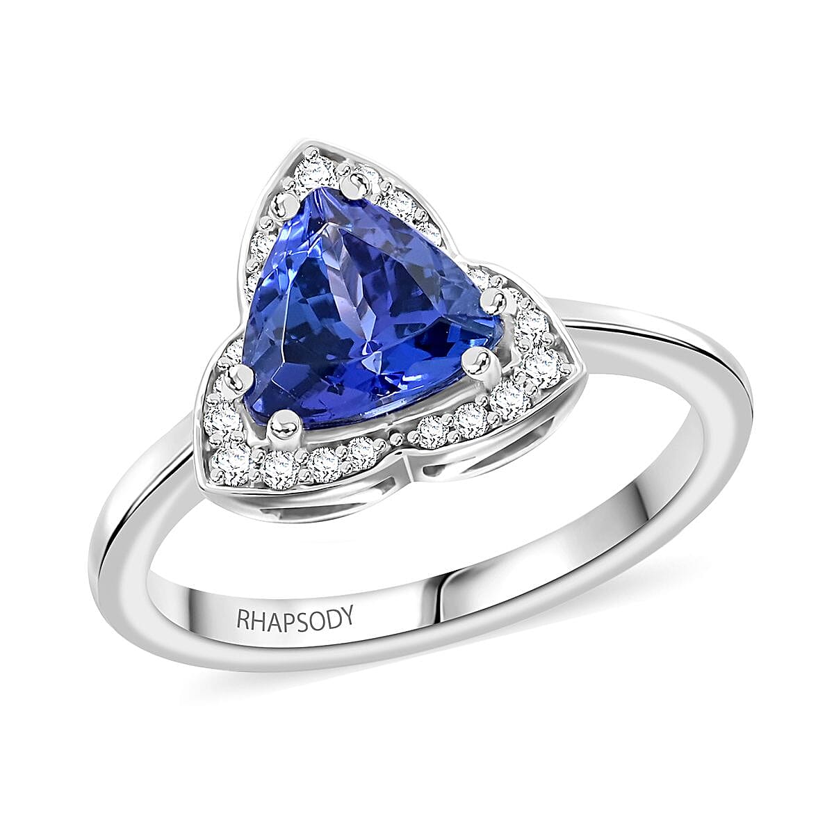 Certified & Appraised Rhapsody AAAA Tanzanite and E-F VS Diamond 1.50 ctw Ring in 950 Platinum 5.85 Grams