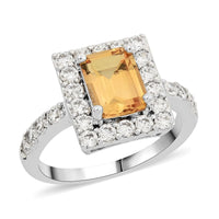 Lab Created Yellow Sapphire, Simulated Diamond Ring in Goldtone (Size 10.0) 2.50 ctw