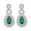 Lab Created Green Quartz and Simulated Diamond 2.75 ctw Drop Earrings in Silvertone - Sticky add to cart bar