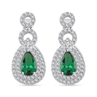 Lab Created Green Quartz and Simulated Diamond 2.75 ctw Drop Earrings in Silvertone