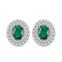Lab Created Green Quartz and Simulated Diamond 2.90 ctw Earrings in Silvertone