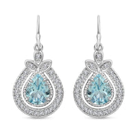 Blue Topaz and Simulated Diamond 4.50 ctw Earrings in Silvertone