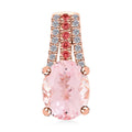 Certified & Appraised Luxoro AAA Pink Morganite, Padparadscha Sapphire and G-H I2 Diamond Pendant without Chain in 10K Rose Gold 2.75 ctw - Sticky add to cart bar