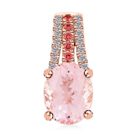 Certified & Appraised Luxoro AAA Pink Morganite, Padparadscha Sapphire and G-H I2 Diamond Pendant without Chain in 10K Rose Gold 2.75 ctw