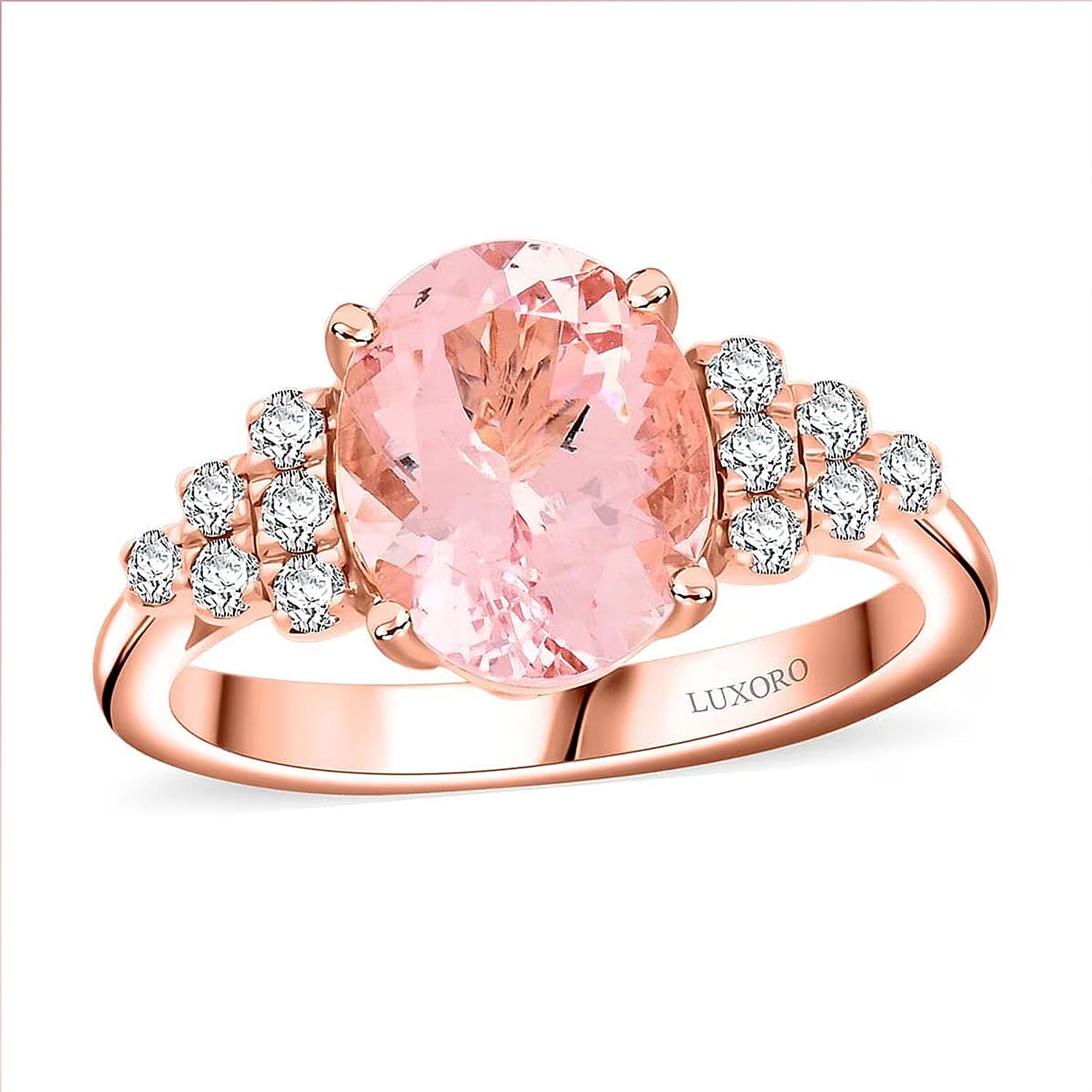 Certified & Appraised Luxoro AAA Pink Morganite and G-H I2 Diamond Ring in 10K Rose Gold (Size 10.0) 3.00 ctw