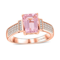 Certified & Appraised Luxoro 10K Rose Gold AAA Palmeiras Pink Morganite, Diamond (G-H, I2) (0.25 cts) Ring 2.50 ctw