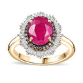 Epic Deal Luxoro 10K Yellow Gold Premium Royal Ruby, Natural Champagne and White Diamond (G-H, I2) (0.40 cts) Ring 3.15 ctw - Sticky add to cart bar
