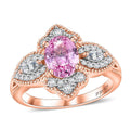 Pink and White Moissanite 1.80 ctw Ring in 18K Vermeil Rose Gold Over Sterling Silver - Sticky add to cart bar