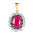 Certified & Appraised Luxoro AAA Royal Ruby G-H I2 Natural Champagne and White Diamond 3.06 ctw Sunlit Rose Pendant without Chain in 10K Yellow Gold - Sticky add to cart bar