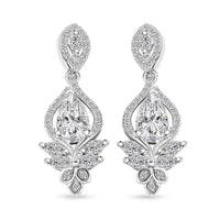 D'Joy Moissanite 3.00 ctw Lotus Earrings in Rhodium Over Sterling Silver