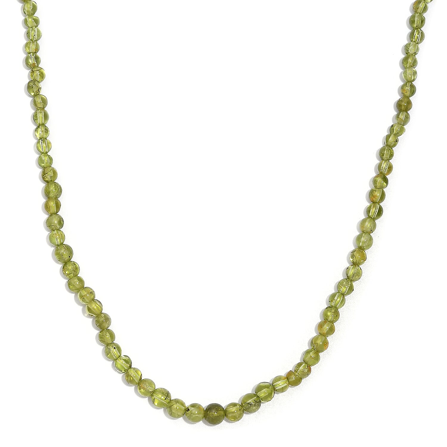 Peridot Beaded 62.00 ctw Necklace 20 Inches in Rhodium Over Sterling Silver