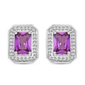 Simulated Alexandrite and Simulated Diamond 3.65 ctw Earrings in Silvertone - Sticky add to cart bar