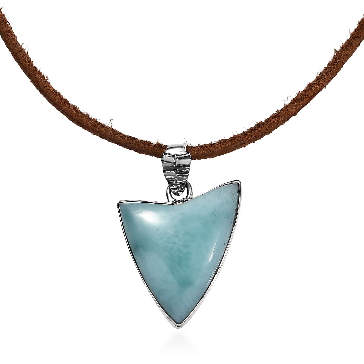 D'Joy Artisan Crafted Larimar 24.50 ctw Arrow Pendant without Chain in Sterling Silver with Leather Cord