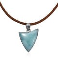 D'Joy Artisan Crafted Larimar 24.50 ctw Arrow Pendant without Chain in Sterling Silver with Leather Cord - Sticky add to cart bar