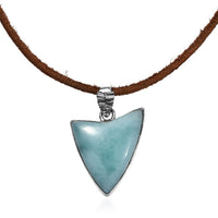D'Joy Artisan Crafted Larimar 24.50 ctw Arrow Pendant without Chain in Sterling Silver with Leather Cord