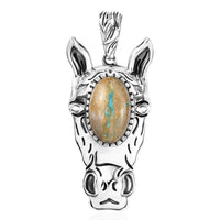 Artisan Crafted Royston Ribbon Turquoise Fancy Pendant in Black Oxidized Sterling Silver 6.70 ctw